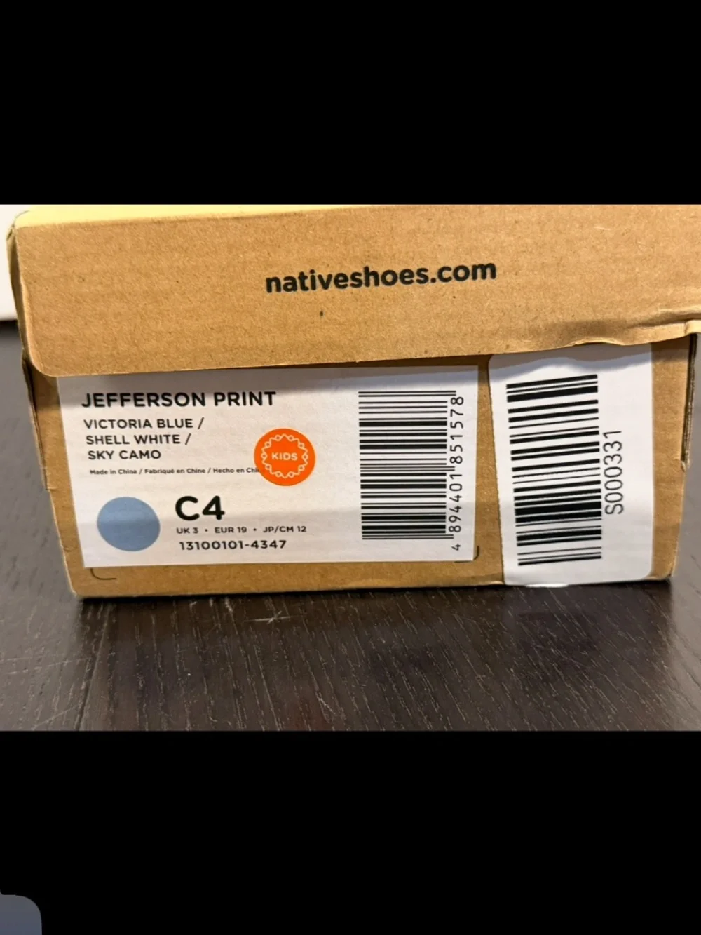 Native Jefferson Print Shoes Sky Camo/Blue/White Little Kid/Toddler US C4/EU 19